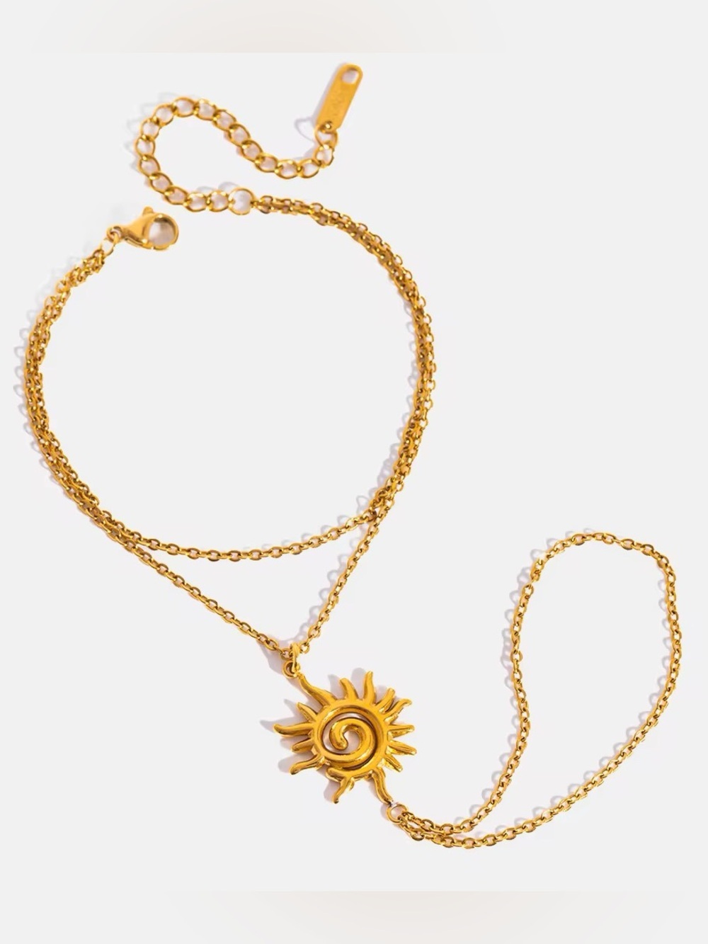 18K Gold Plated Sun Pendant Hand Chain